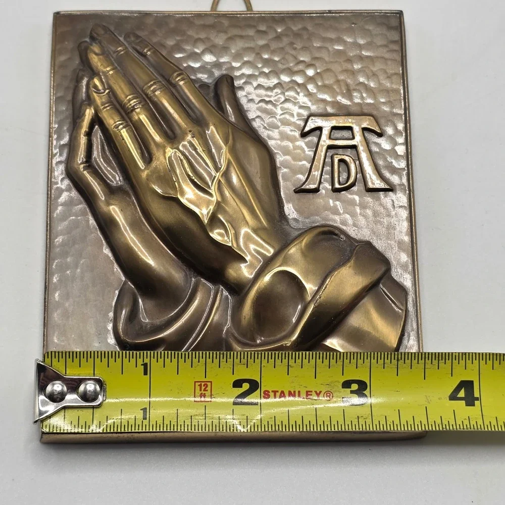 Vintage Praying Hands Wall Plaque Brass West Germany Durer AD Religious‎ Art MCM